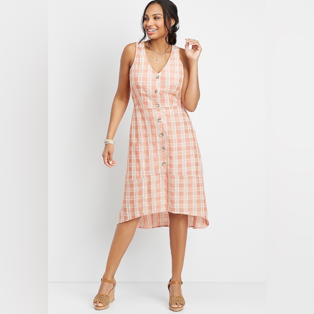 Maurice’s Button Front Plaid Woven Dress